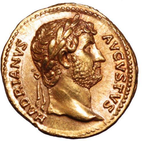 archaicwonder:Near Mint State Ancient Gold Coin Modeled After a Now Lost Statue of Hadrian on Horseb