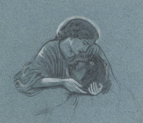 a-little-bit-pre-raphaelite:Study for heads of a Pieta (Mary and Jesus after his Crucifixion) pencil