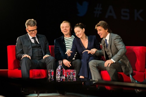 Christopher McQuarrie, Simon Pegg, Rebecca Ferguson and Tom Cruise take part in a Q&A at the UK 