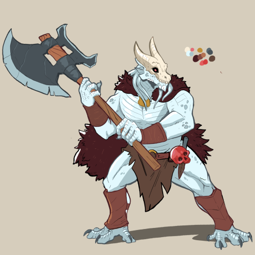 This is the messy, final and definitive color palette for my dragonborn barbarian, Talan!Really havi