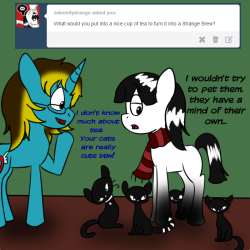 asksweetdisaster:  Strange Brew sound good though ^^ ((Ahhh! When I was in high School I LOVED the book series Emily the Strange ^w^ Especially the cats x3 Featuring Emily :D))  owo