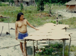   Guyanese woman with cassava bread, from