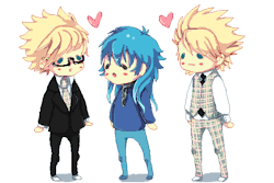 u-uzani-senpai:  &ldquo;We love you Aoba-san.&rdquo; Since I finally managed to get through Trip and Virus’s endings I thought I’d celebrate by making pixels of the little shits. Aoba looks way too happy for his own good. 