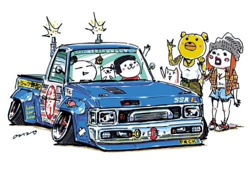 ozizo: car illustration“crazy car art”jdm  japanese old school　”D21”ori