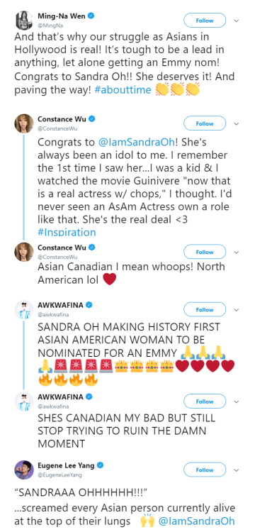 killingevedaily:Asian Canadian American Actors congratulate Sandrra [12 July 2018]