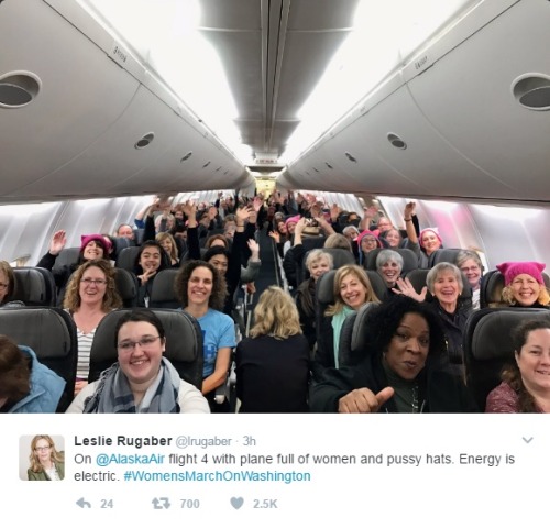 anti-capitalistlesbianwitch: Flights Packed With Women’s March Participants Are Cheering All T