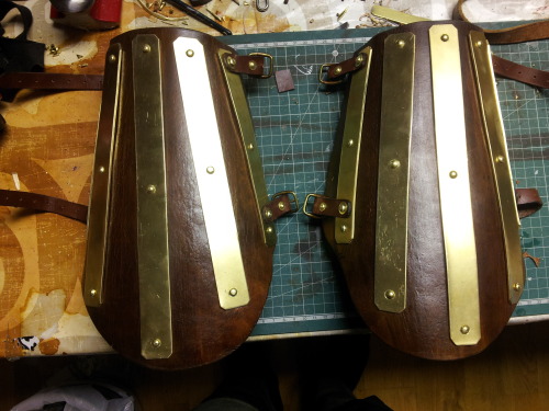 XXX Greaves and bracers, made from 4mm leather photo
