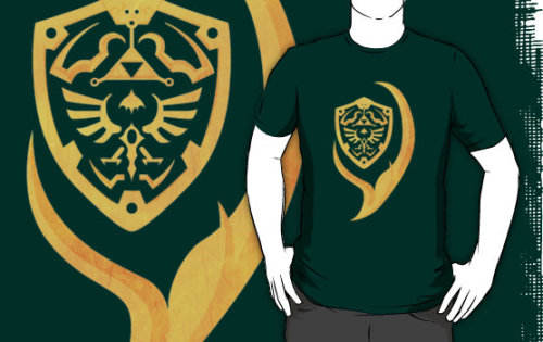 hehadaname:  gallant-designs:  Here’s another LoZ themed item.  It features a golden Hylian Shield hovering near a branch type thing.  It’s all very abstract. Available as a shirt.  Available as an iPhone case.  Available as a Sticker.  Available