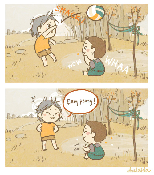 i-like-to-look-at-your-back:  Haikyuu!! Week Day 1 - First serve Keep in mind that Suga is actually 
