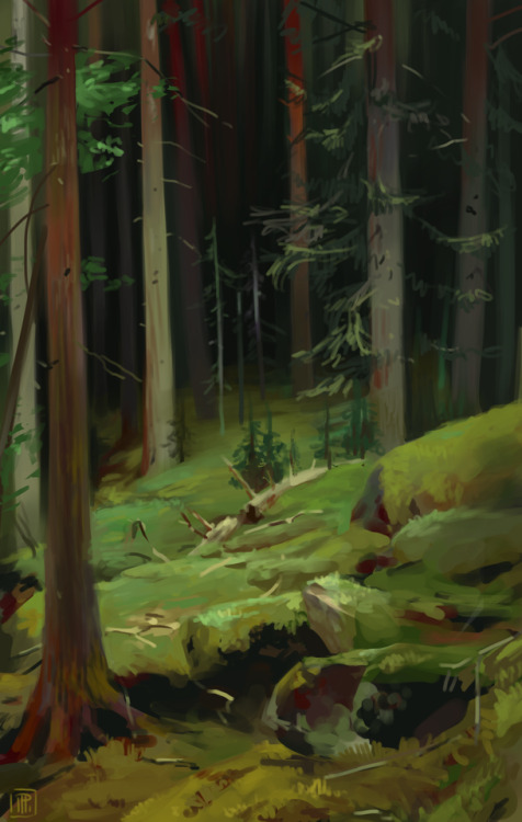 phihengartner:I adore Ivan Shishkin’s forests, so I did a color study of his piece “Thickets”.