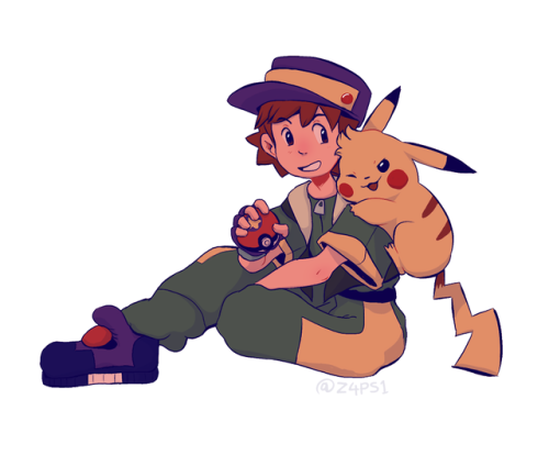 zapsi: old drawing of ritchie and sparky from pokemon!