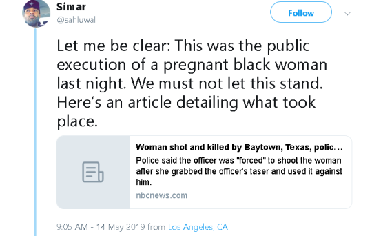 thebestjackdaw:  endangered-justice-seeker:   That’s a double homicide, period!     Republicans be like “protect foetuses from abortion” but when a pregnant black woman is shot dead by a cop they stay real fucking quiet Dont click the video just