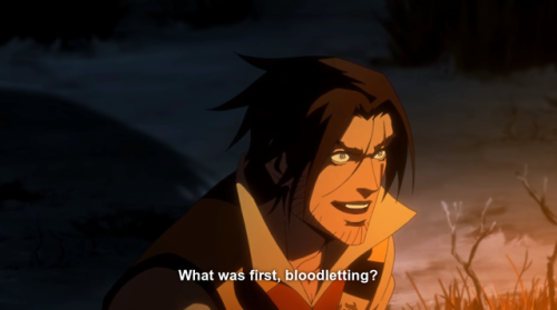 worsethanmanyfairies: rakukajas: please watch castlevania season 2 #every subtitle I see on a screen