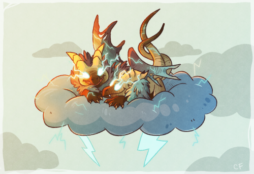 crayonflight:Bought a dragon to make this cute little thunder guy C: Their names are Cumulo + Nimbus