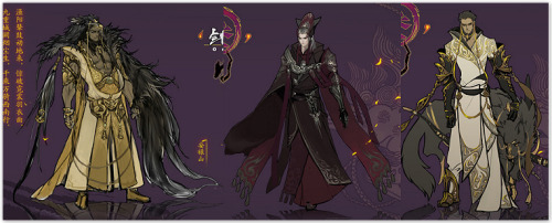 Concept costume design of different martial art schools inspired by traditional chinese clothes in t