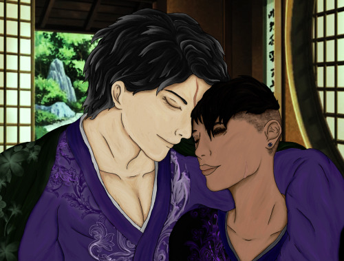 silhouette-of-a-dream:Comfort painting of my two babies.  So soft!!! Somewhere in the distant future