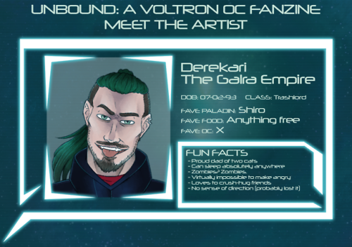 Meet The Artist: @derekaridraws!Today we meet Derk! He may have pledged his support to the Galra Emp