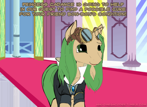 ask-omegacoder:Good ol’ absent-minded Omega.We Repair Ponies #94(( Mod: At this point I should mention that Omega Coder’s Equestria is based on the fanfic “The Music of Ponyville” by GrassAndClouds2. ))  =o!