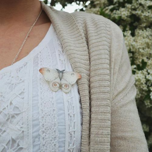 Handmade butterfly pin Made by coating an original watercolour illustration with resin, each piece i