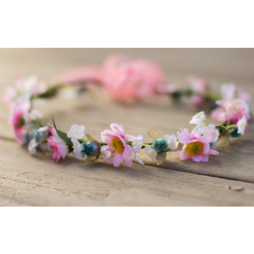 Silk Flower Crown Hair Wreath Teal Pink Hippie Daisy Headband Bridal Wedding Accessories Headpiece S