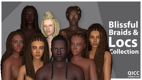 Blissful Braids & Locs CollectionA collection of 8 hairstyles for your sims of color.Enjoy! ❤Ter