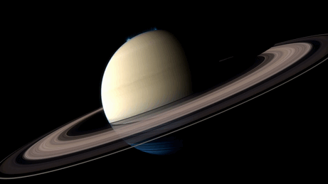 astronomyblog:This animation shows the fluttering aurorae that light up both of Saturn’s poles. Crea