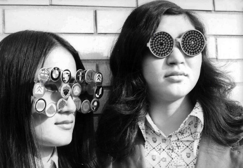 s-h-o-w-a: Young Japanese people model funky shaped glasses, 1970