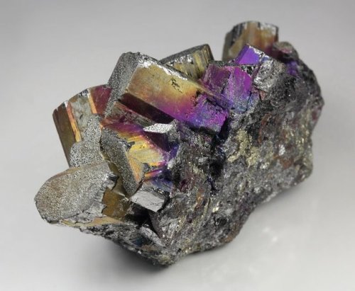 Enargite coated with iridescent Chalcopyrite - Julcani Mine, Julcani District, Angaraes Province, Hu