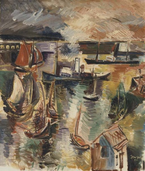 Le bassin de la manche au Havre, Jean Dufy. French (1888 - 1964)