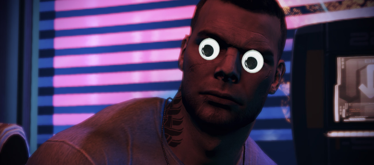 astridshepard:  buttsauce-vakarian:  Mass Effect   googly eyes part 1  &ldquo;Whoever