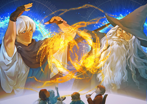 Commissioned piece: Cosmere/Stormlight Archive × Lord of the Rings - Hoid & Gandalf performing d