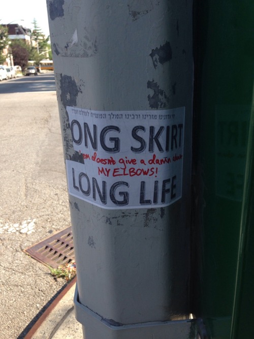 Spotted in Crown Heights:The sign reads, “LONG SKIRT LONG LIFE,” and it’s been put