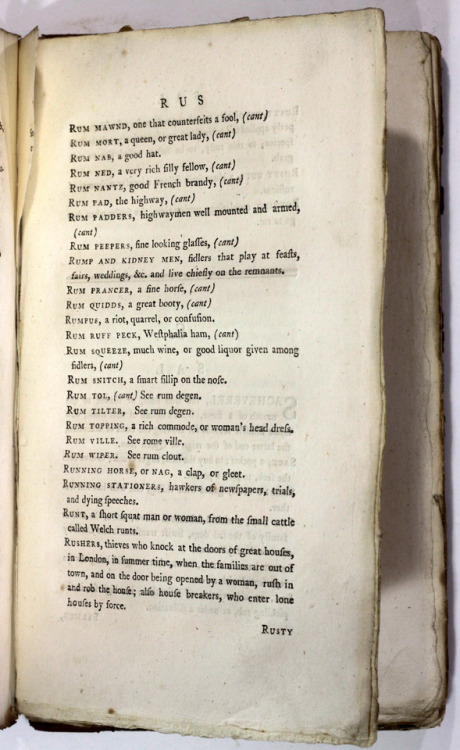A Classical Dictionary of the Vulgar TongueAnon [Francis Grose]London Printed for S Hooper 1785 Firs