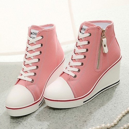 retokyo:Korean Style High Top Wedge Heel Casual Shoes