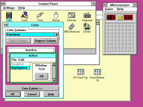never-obsolete:The Patchwork color scheme from Windows 3.1