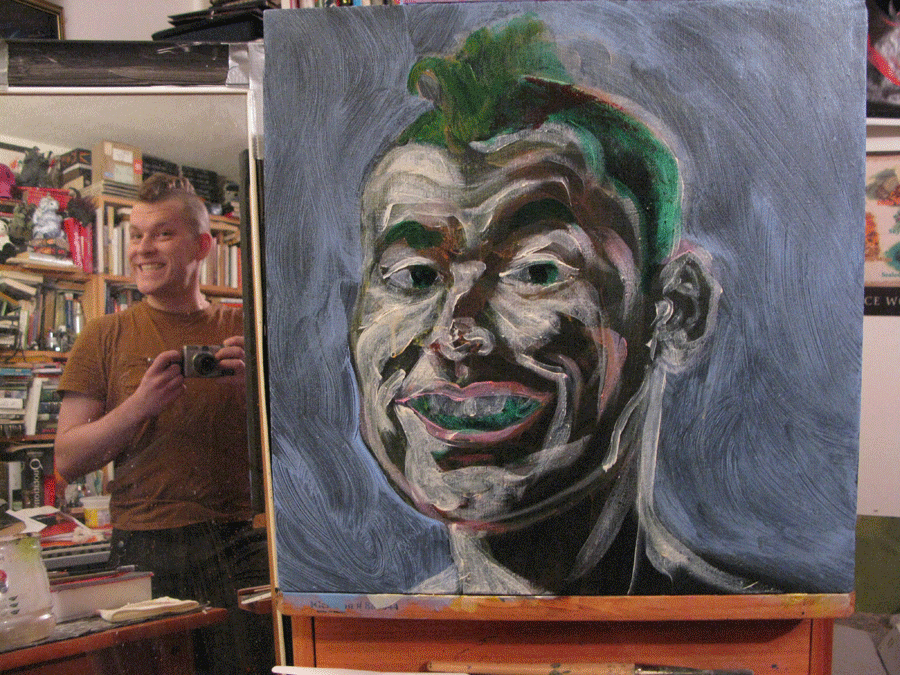 Here&rsquo;s a process view of my latest self-portrait.  Golden acrylic paints