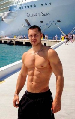 bdsmfratsmuscles:  muscletits:  He is going to have his shirt off the entire cruise, his pecs common property to everyone aboard.  ^^ perfect! I hope he was not even allowed to pack a shirt! perfect slave, perfect body, I wish I’d be just like that