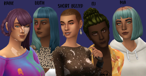 witheringscreations:All C-Cerberus-Sims-S Hairs Recolored in AMPified40 add-on swatches in omicient’