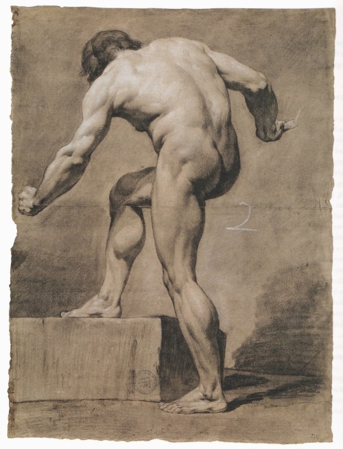 Academic Study ,one Model, Same Position, Three Different Angles, Three Different Painters,1782.