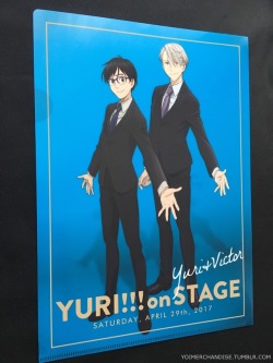 yoimerchandise:  YOI x Yuri!!! on STAGE Event Clear Files, Brochure, &amp; Lightstick Original Release Date:April 29th, 2017 Featured Characters (16 Total):  Makkachin,   Viktor, Yuuri, Yuri, Otabek, Christophe, Emil, Georgi, Guang Hong, JJ, Leo, Michele,