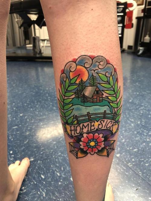 tattooartfan:This is the view outside of my old house that I lived in for 18 years. Done by John @ H