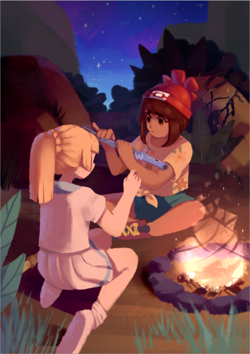 boogle: Camping trip on Poni island.Honestly, there’s no way in hell that moon just knew how t