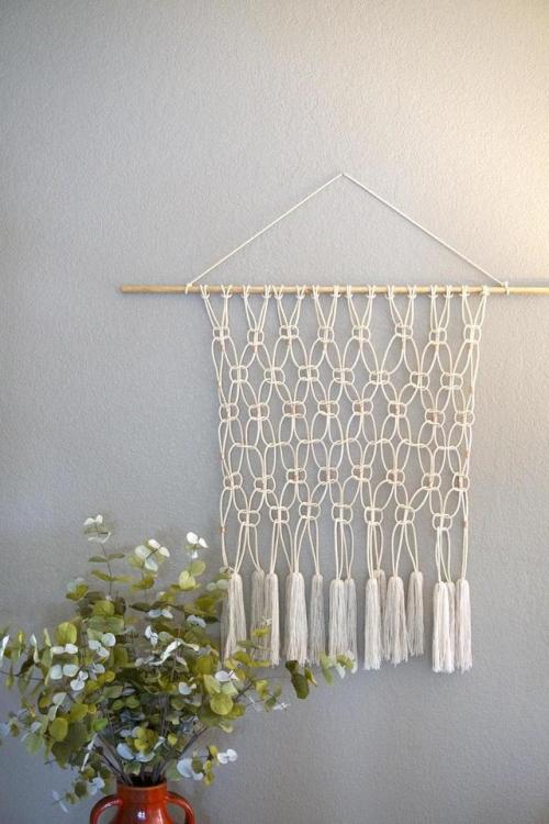 Large Boho White Macrame //MituDesignCo