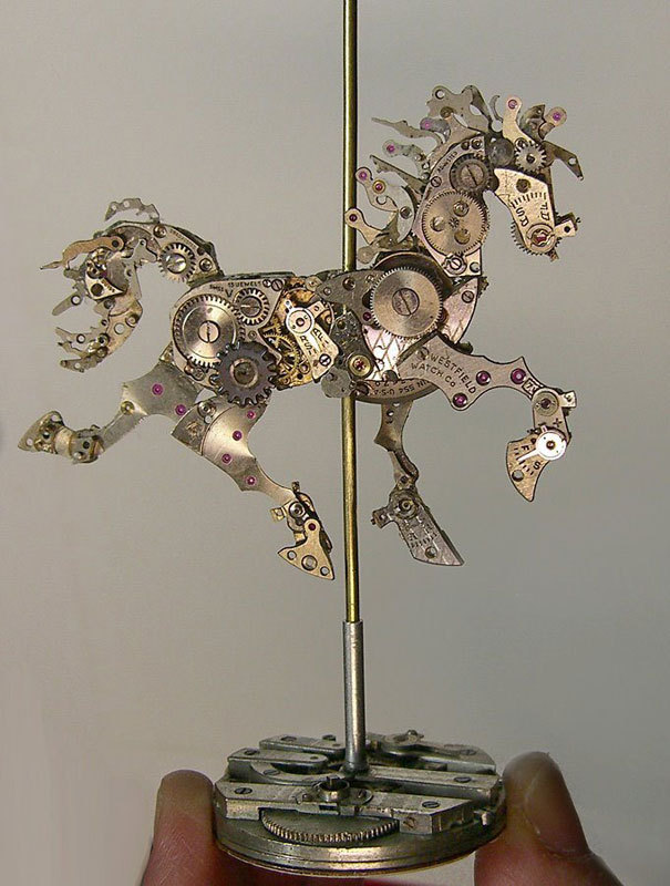  odditiesoflife: Stunning Metal Sculptures Made from Old Watch Parts In this series,