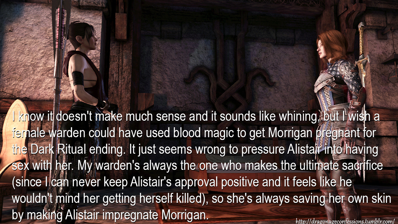 Dragon Age Confessions — Confession: I romanced Morrigan twice in