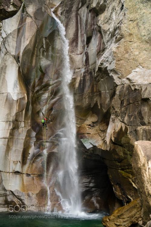 Waterfall Rappelling, Lodrino Canyon, Switzerland by ChrisBurkard