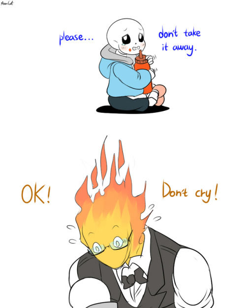 mooncatyao: [Share] Grillby & little Sans <First part> (Previous)/(NEXT) 