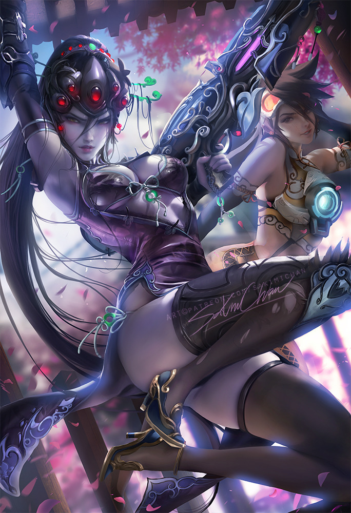 sakimichan: Love the Black lily Skin for widowmaker &lt;3 My pinup take on her