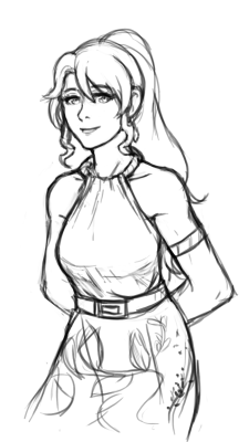 razenix:  @dashingicecream‘s Pyrrha m!au is very pretty, I just had to draw her. :) 