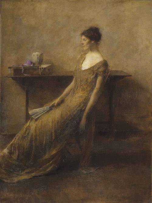 Thomas Wilmer Dewing (1851-1938, American) ~ Lady in Gold, 1912[Source: Brooklyn Museum, New Yo